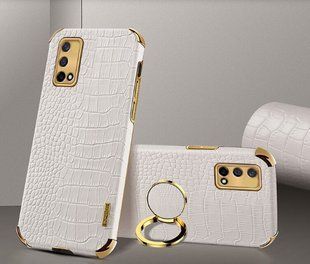 Чехол для Realme GT Master с тиснением под кожу крокодила и магнитным держателем White