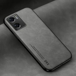 Шкіряний чохол Sheepskin з магнітом для Oppo A77 5G Light gray