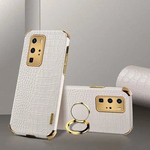 Чохол для Huawei P40 Pro з тисненням під шкіру крокодила і магнітним утримувачем White