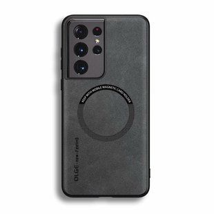 Шкіряний чохол OLGE з MagSafe для Samsung Galaxy S22 Ultra Light gray