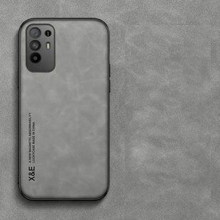 Кожаный чехол Sheepskin с магнитом для Oppo A94 5G / Reno5 Z Light gray
