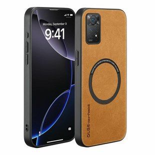 Шкіряний чохол OLGE з MagSafe для Xiaomi Redmi Note 12 Pro 4G Golden brown