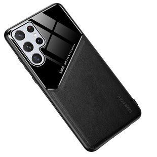 Бізнес чехол бампер GENEROUS для Samsung Galaxy S22 Ultra 5G зі скла і штучної шкіри