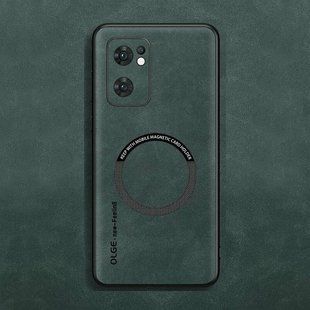 Кожаный чехол OLGE с MagSafe для Oppo Reno7 5G / Find X5 Lite Green