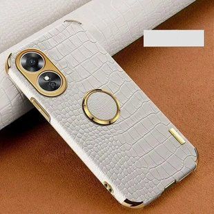 Чехол для Oppo A17 с тиснением под кожу крокодила и магнитным держателем White