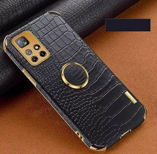Чохол для Xiaomi Redmi Note 11 4G / Redmi 10 2022 з тисненням під шкіру крокодила і магнітним утримувачем Black