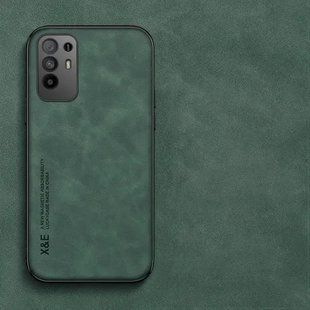 Кожаный чехол Sheepskin с магнитом для Oppo A94 5G / Reno5 Z Green