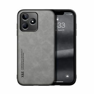 Кожаный чехол Sheepskin с магнитом для Realme C53 Light gray
