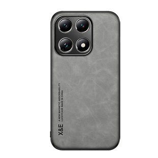 Кожаный чехол Sheepskin с магнитом для Xiaomi 14T Pro Light gray