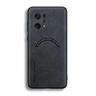 Шкіряний чохол OLGE з MagSafe для Oppo Find X5 Dark gray