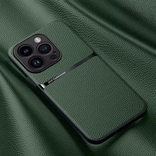 Кожаный чехол Elegance с магнитом для Apple iPhone 16 Pro Green