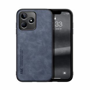 Кожаный чехол Sheepskin с магнитом для Realme C53 Blue