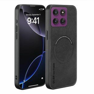 Кожаный чехол OLGE с MagSafe для Motorola Edge 60 Pro Dark gray