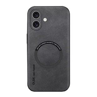 Кожаный чехол OLGE с MagSafe для Apple iPhone 16 Plus Light gray