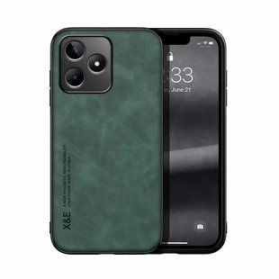 Кожаный чехол Sheepskin с магнитом для Realme C53 Green