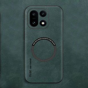 Кожаный чехол OLGE с MagSafe для OnePlus 15 Green