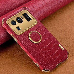 Чехол для Xiaomi Mi 11 Ultra с тиснением под кожу крокодила и магнитным держателем Red