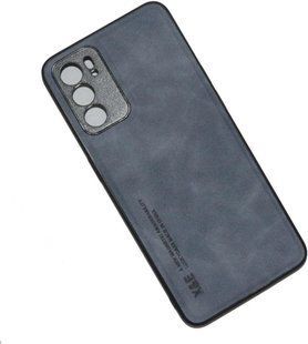 Шкіряний чохол Sheepskin з магнітом для Oppo Reno6 5G Blue