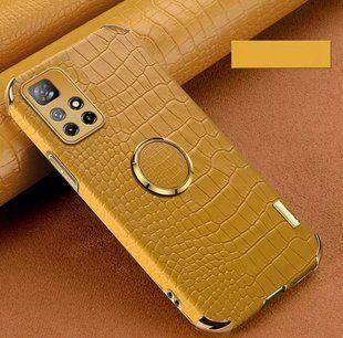 Чохол для Xiaomi Redmi Note 11 4G / Redmi 10 2022 з тисненням під шкіру крокодила і магнітним утримувачем Yellow