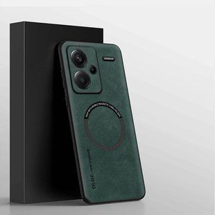 Шкіряний чохол OLGE з MagSafe для Xiaomi Redmi Note 13 Pro Plus 5G Green