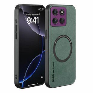 Кожаный чехол OLGE с MagSafe для Motorola Edge 60 Pro Green