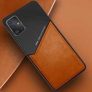 Бизнес чехол бампер GENEROUS для Samsung Galaxy A71 4G из стекла и искусственной кожи