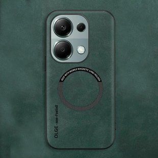 Кожаный чехол OLGE с MagSafe для Xiaomi Redmi 15C Green
