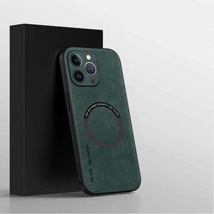 Шкіряний чохол OLGE з MagSafe для Apple iPhone 13 Pro Max Green