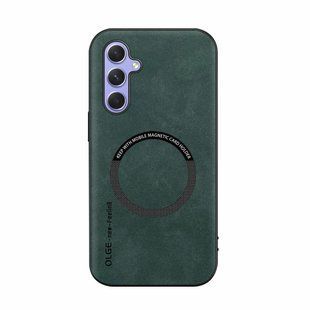 Кожаный чехол OLGE с MagSafe для Samsung Galaxy A35 Green