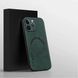 Шкіряний чохол OLGE з MagSafe для Apple iPhone 13 Pro Max Green