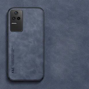 Кожаный чехол Sheepskin с магнитом для Xiaomi Poco F4 5G Blue