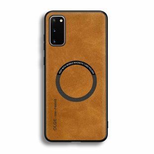 Кожаный чехол OLGE с MagSafe для Samsung Galaxy S20 Golden brown
