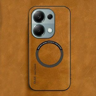 Кожаный чехол OLGE с MagSafe для Xiaomi Redmi 15C Golden brown