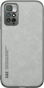 Кожаный чехол Sheepskin с магнитом для Xiaomi Redmi 10 / Redmi 10 2022 / Redmi Note 11 4G Light gray