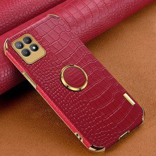 Чехол для Realme 8i / Narzo 50 с тиснением под кожу крокодила и магнитным держателем Red