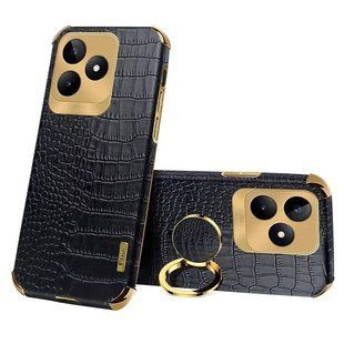 Чохол для Realme C51 з тисненням під шкіру крокодила і магнітним утримувачем