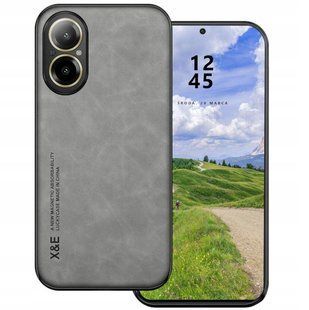 Кожаный чехол Sheepskin с магнитом для Realme C67 4G Light gray