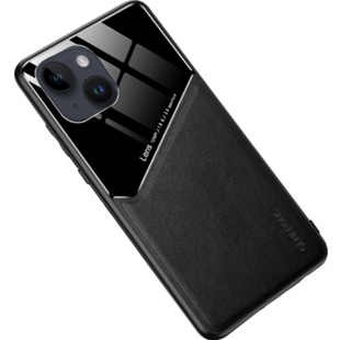 Бизнес чехол бампер GENEROUS для Apple iPhone 14 Plus из стекла и искусственной кожи