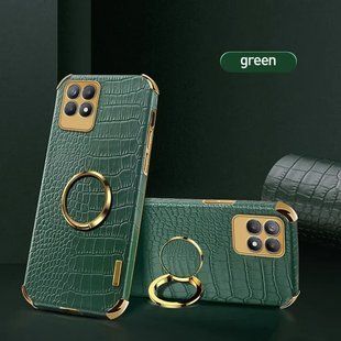 Чехол для Realme 8i / Narzo 50 с тиснением под кожу крокодила и магнитным держателем Green