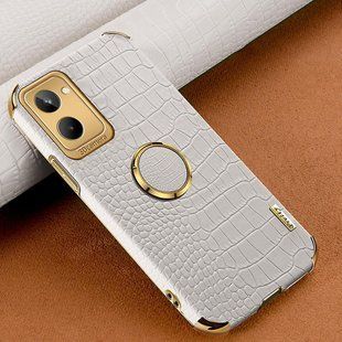 Чохол для Realme 10 4G з тисненням під шкіру крокодила і магнітним утримувачем White