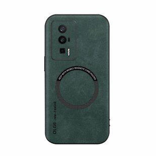 Шкіряний чохол OLGE з MagSafe для Xiaomi Poco F5 Pro Green