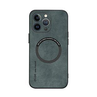 Шкіряний чохол OLGE з MagSafe для Apple iPhone 16 Pro Green