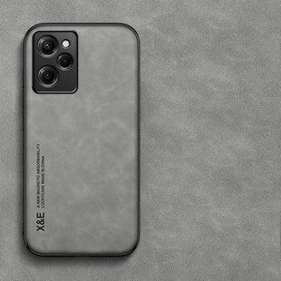 Кожаный чехол Sheepskin с магнитом для Xiaomi Poco X5 Pro 5G Light gray