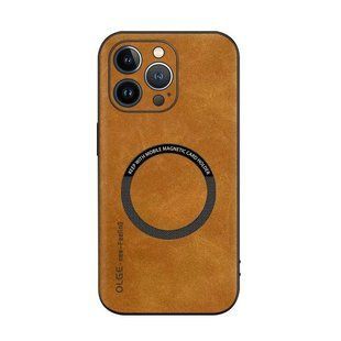 Кожаный чехол OLGE с MagSafe для Apple iPhone 16 Pro Golden brown