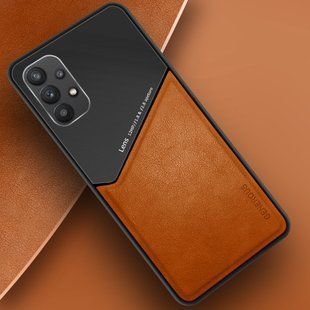 Бизнес чехол бампер GENEROUS для Samsung Galaxy A32 5G из стекла и искусственной кожи
