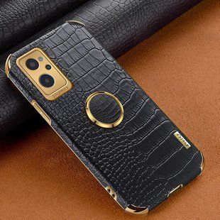 Чехол для Realme 9i с тиснением под кожу крокодила и магнитным держателем