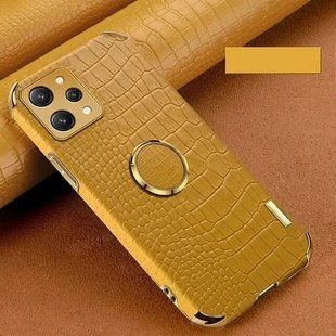 Чехол для Xiaomi Redmi 12 с тиснением под кожу крокодила и магнитным держателем Yellow