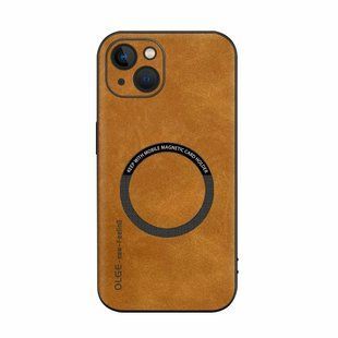 Шкіряний чохол OLGE з MagSafe для Apple iPhone 14 Golden brown
