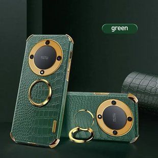 Чохол для Huawei Honor Magic 6 Lite з тисненням під шкіру крокодила і магнітним утримувачем Green