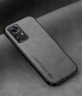 Кожаный чехол Sheepskin с магнитом для Xiaomi 12 Lite Light gray